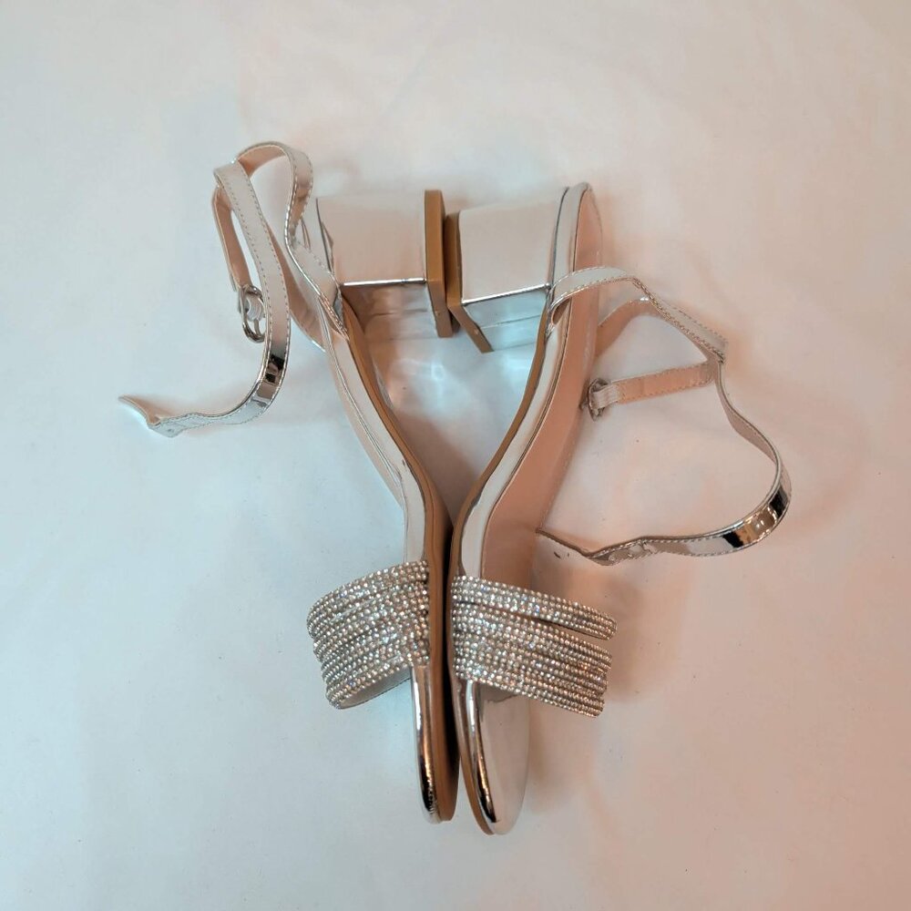 ASOS Glamorous Silver Rhinestone Block Heel Sandals - Picture 5 of 9
